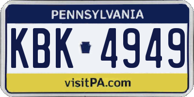 PA license plate KBK4949