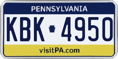 PA license plate KBK4950