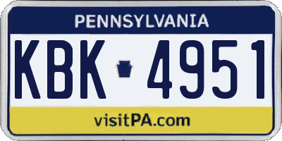 PA license plate KBK4951