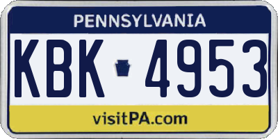 PA license plate KBK4953