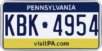PA license plate KBK4954