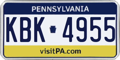 PA license plate KBK4955