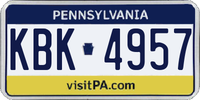 PA license plate KBK4957