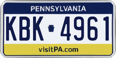 PA license plate KBK4961