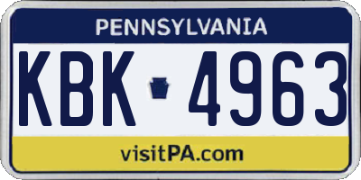 PA license plate KBK4963