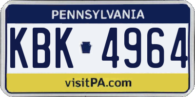 PA license plate KBK4964