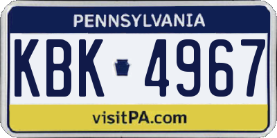 PA license plate KBK4967