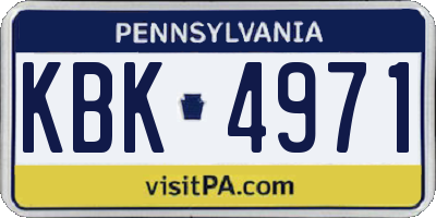 PA license plate KBK4971