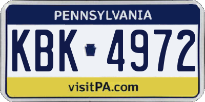 PA license plate KBK4972