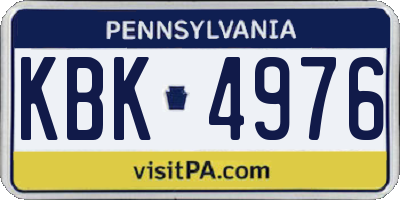 PA license plate KBK4976