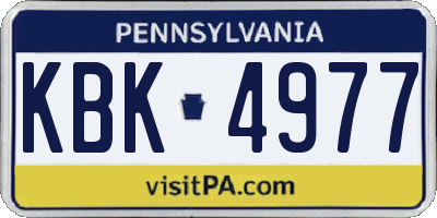 PA license plate KBK4977