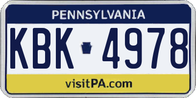 PA license plate KBK4978