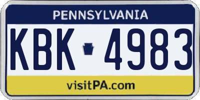 PA license plate KBK4983
