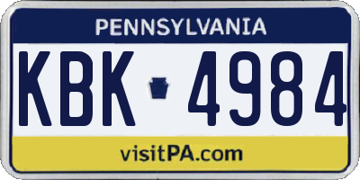 PA license plate KBK4984