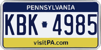 PA license plate KBK4985