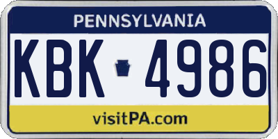 PA license plate KBK4986