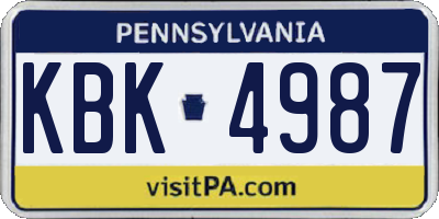 PA license plate KBK4987