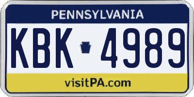 PA license plate KBK4989