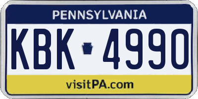 PA license plate KBK4990