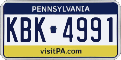 PA license plate KBK4991