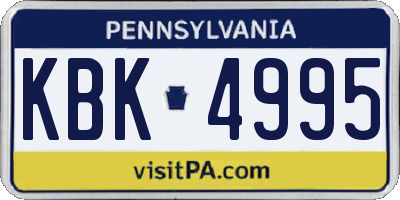 PA license plate KBK4995