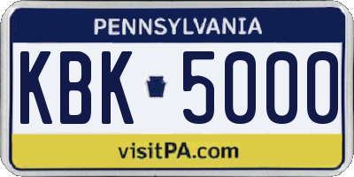 PA license plate KBK5000