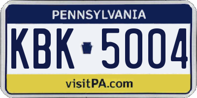 PA license plate KBK5004