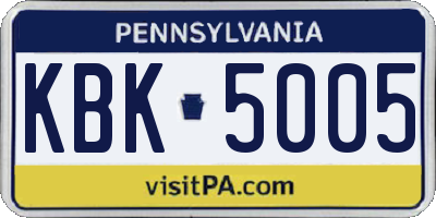 PA license plate KBK5005