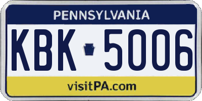 PA license plate KBK5006
