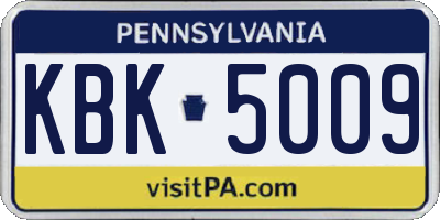 PA license plate KBK5009