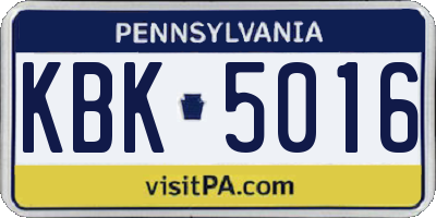 PA license plate KBK5016