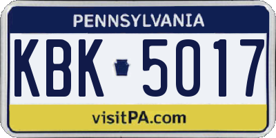 PA license plate KBK5017