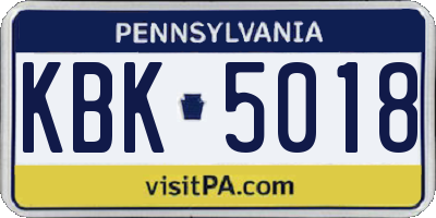 PA license plate KBK5018