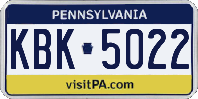 PA license plate KBK5022
