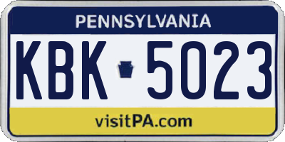 PA license plate KBK5023