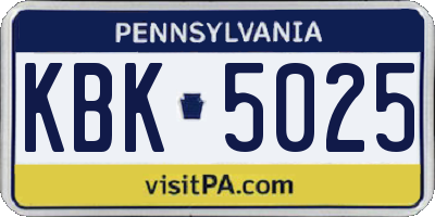 PA license plate KBK5025