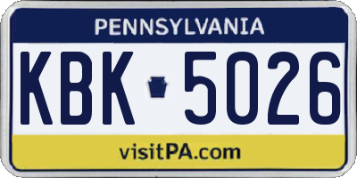 PA license plate KBK5026