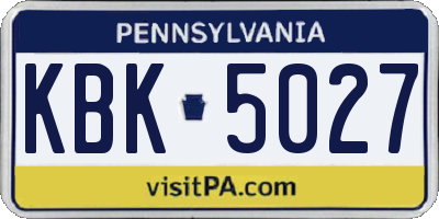 PA license plate KBK5027