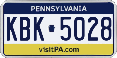 PA license plate KBK5028