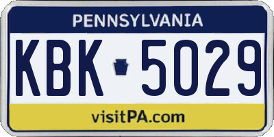 PA license plate KBK5029