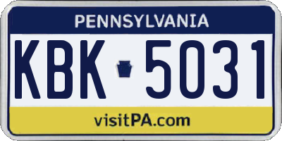 PA license plate KBK5031