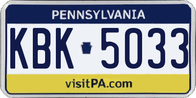 PA license plate KBK5033