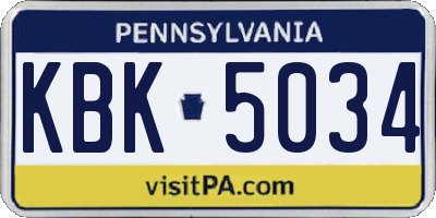 PA license plate KBK5034