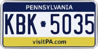 PA license plate KBK5035