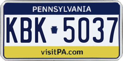 PA license plate KBK5037