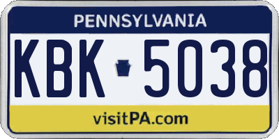 PA license plate KBK5038