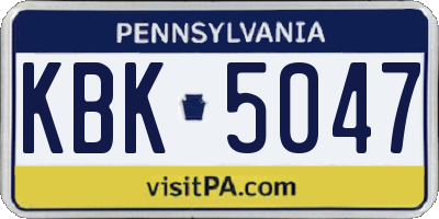 PA license plate KBK5047