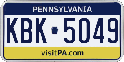 PA license plate KBK5049