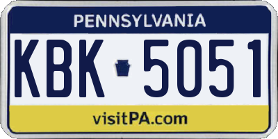 PA license plate KBK5051