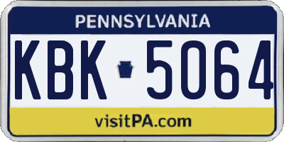 PA license plate KBK5064
